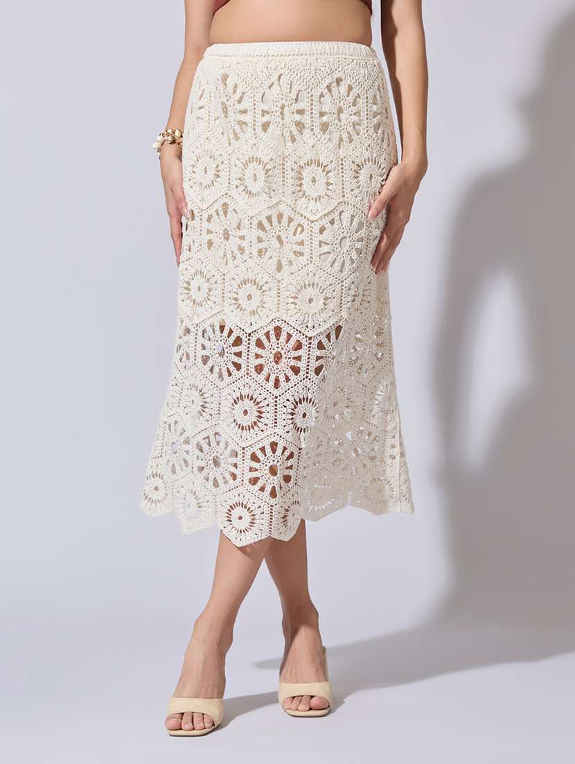 women self designed high rise crochet skirt