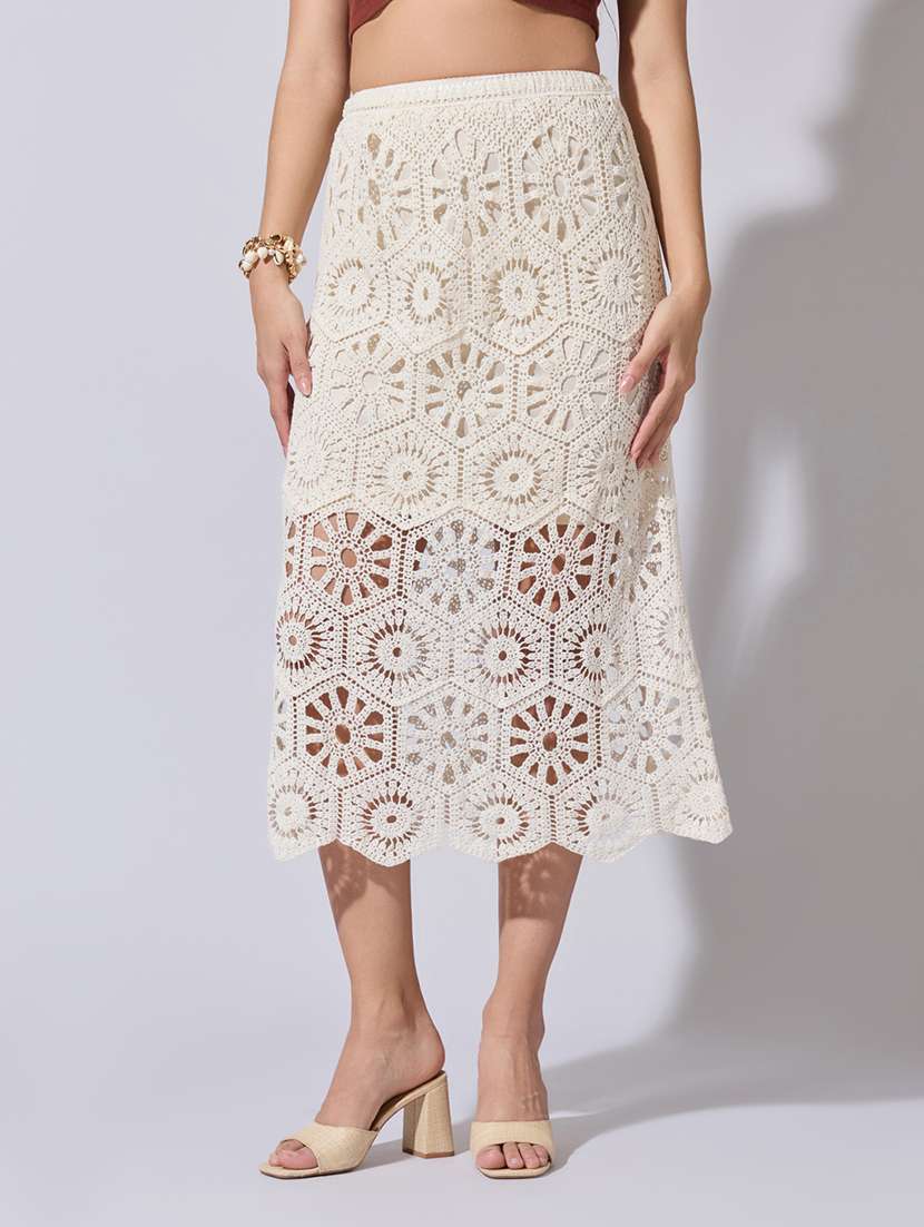 women self designed high rise crochet skirt - 22363347 -  Standard Image - 1