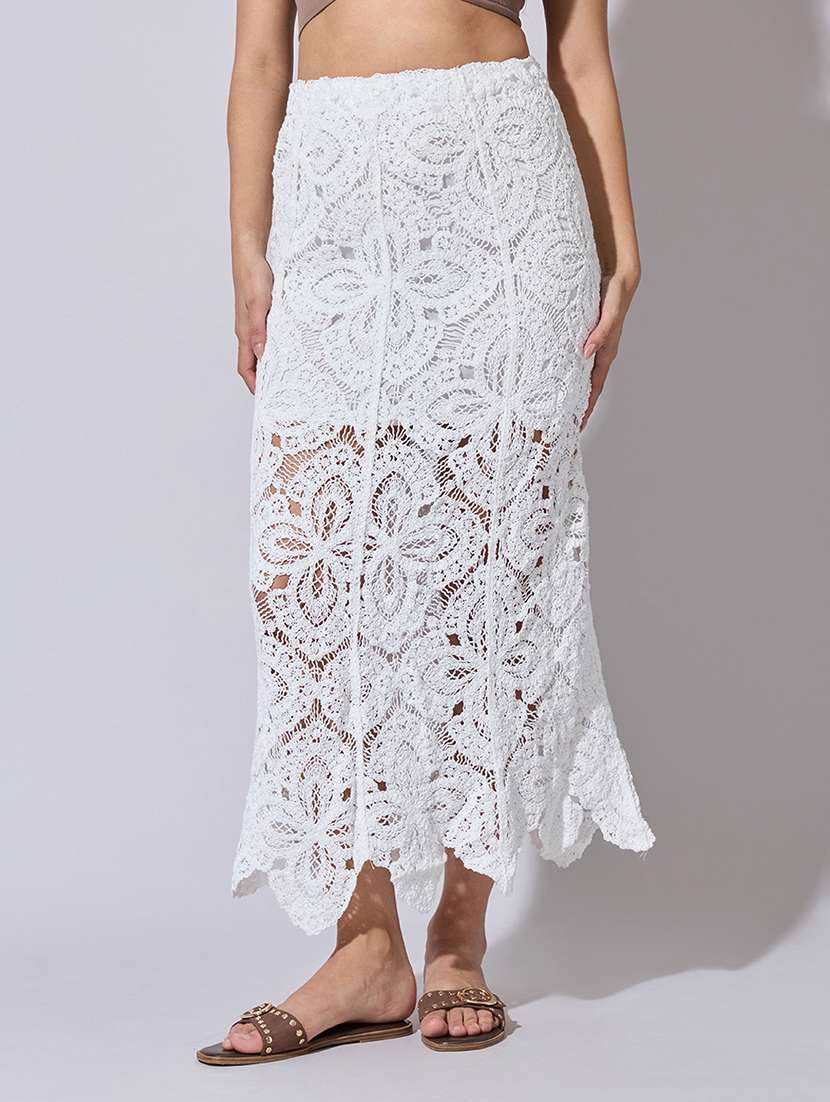women self designed high rise crochet skirt