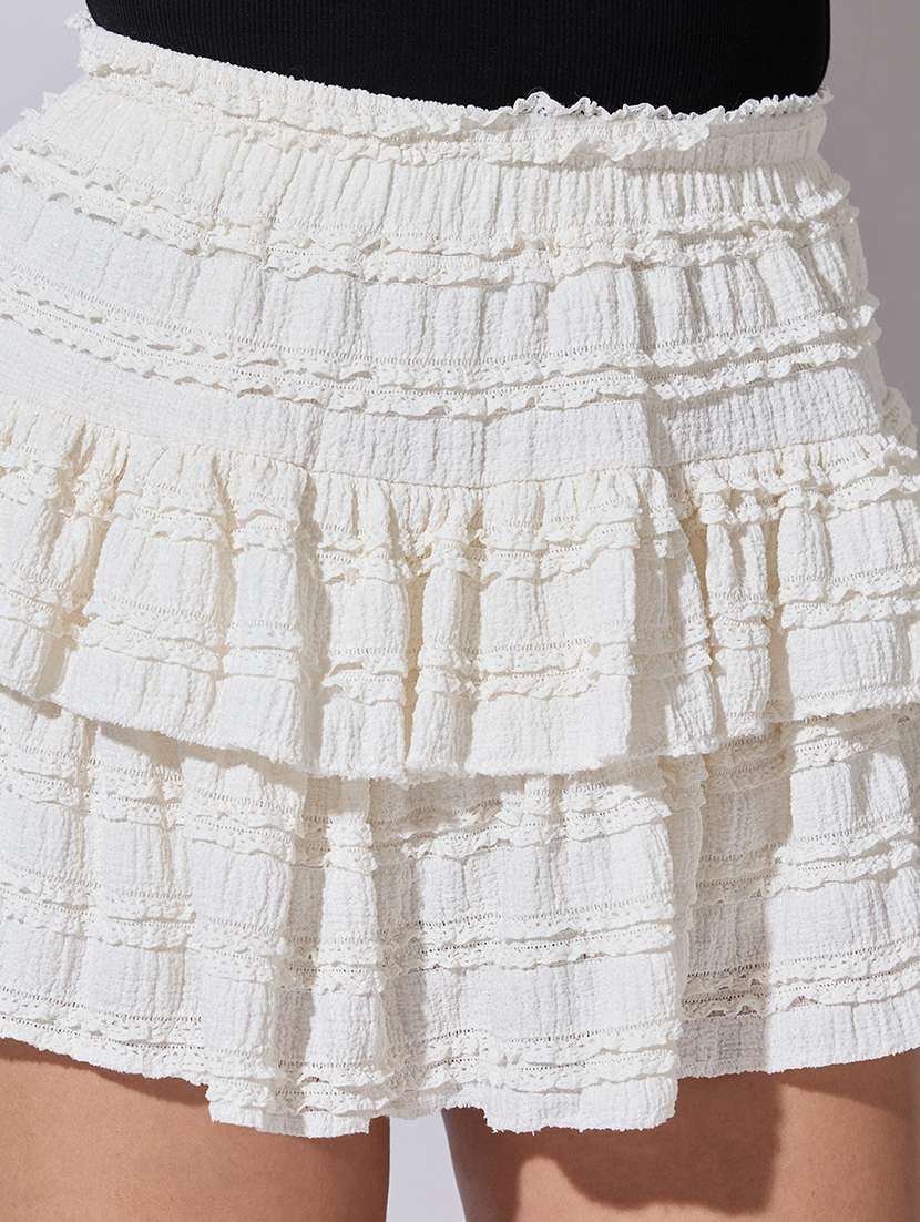 women solid mid rise layered mini skirt - 22363351 -  Standard Image - 4