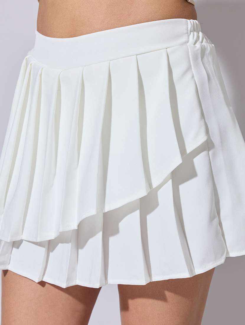 women solid high rise pleated skirt - 22363356 -  Standard Image - 4