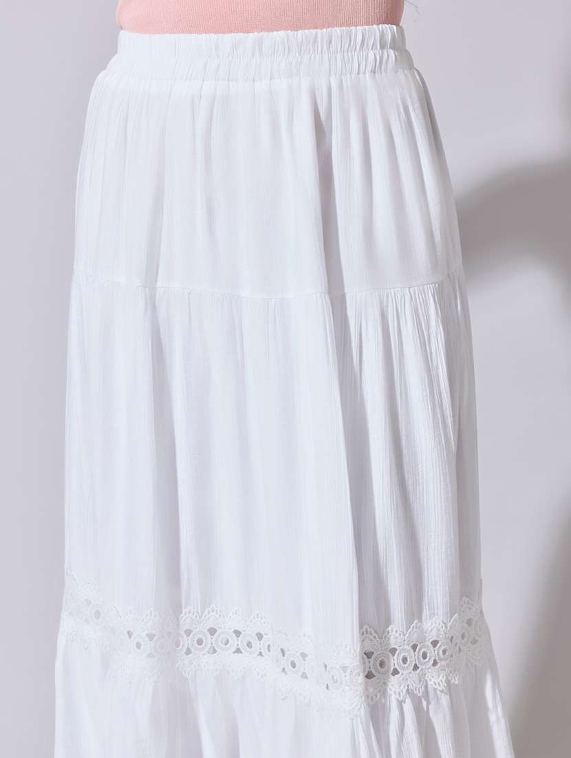 women solid high rise tiered skirt - 22363370 -  Standard Image - 4