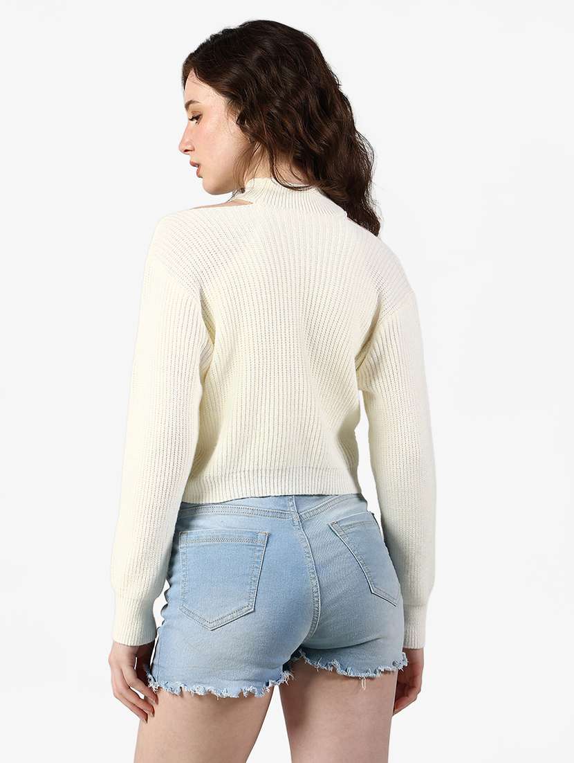 women solid long sleeve crop top - 22363380 -  Standard Image - 4