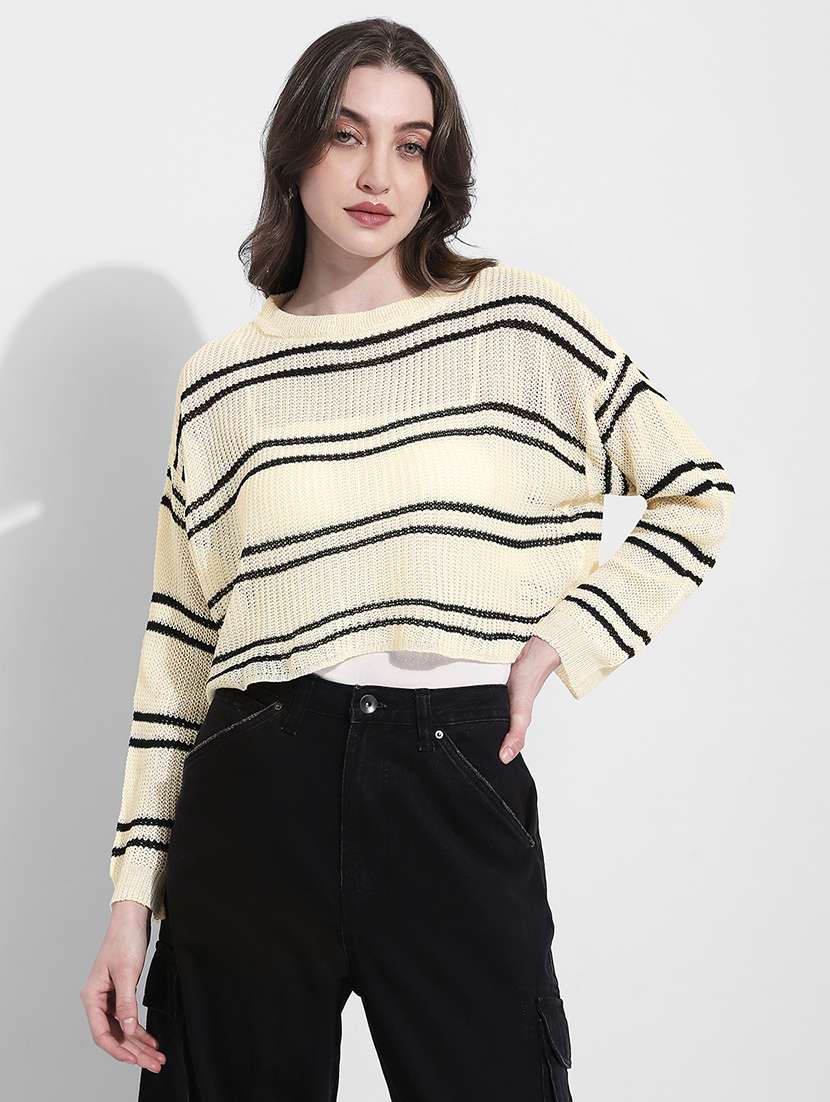 women striped long sleeve top with slip - 22363409 -  Standard Image - 1