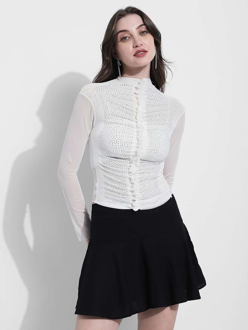 women embellished long sleeve sheer top - 22363414 -  Standard Image - 1