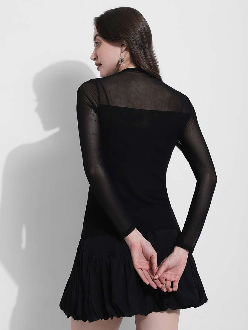 women solid long sleeve straight top - 22363421 -  Standard Image - 4