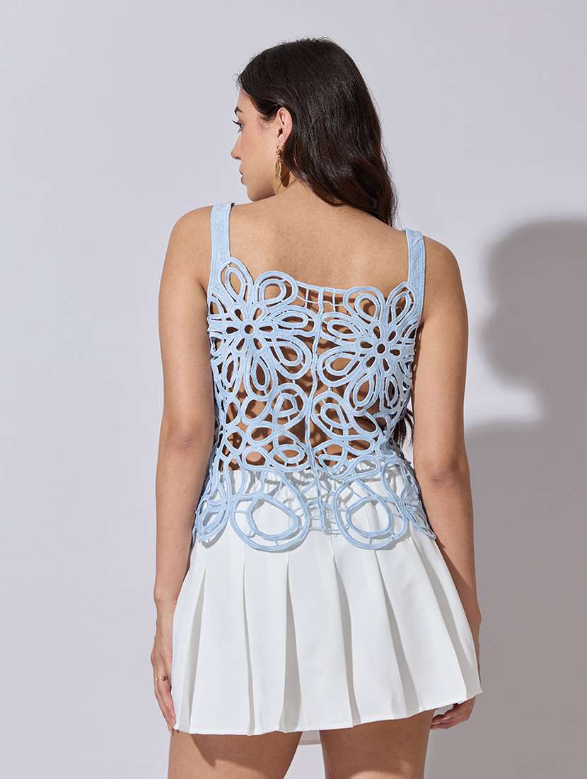 women self designed sheer crochet top - 22363437 -  Standard Image - 4