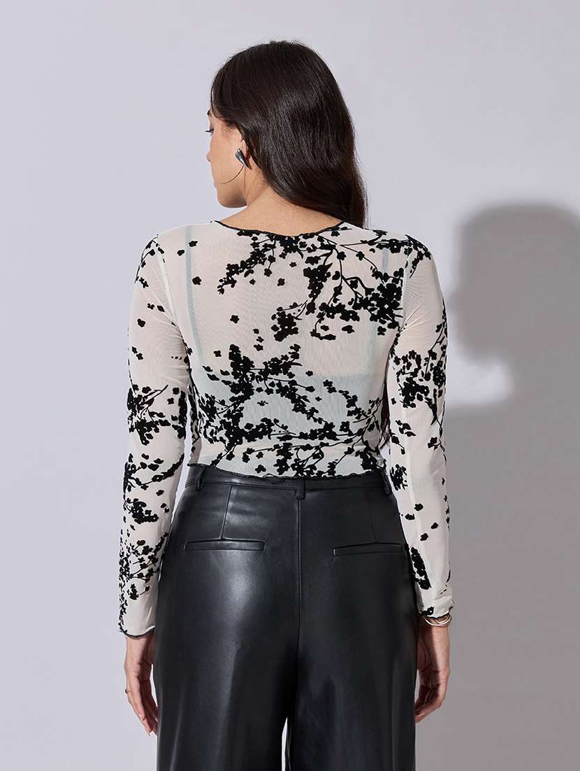 women self designed long sleeve crop top - 22363471 -  Standard Image - 4