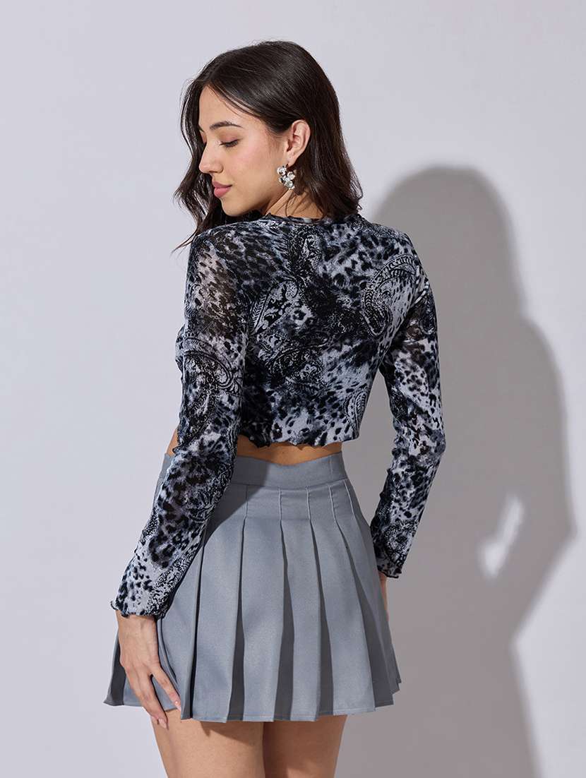 women self designed long sleeve crop top - 22363475 -  Standard Image - 4