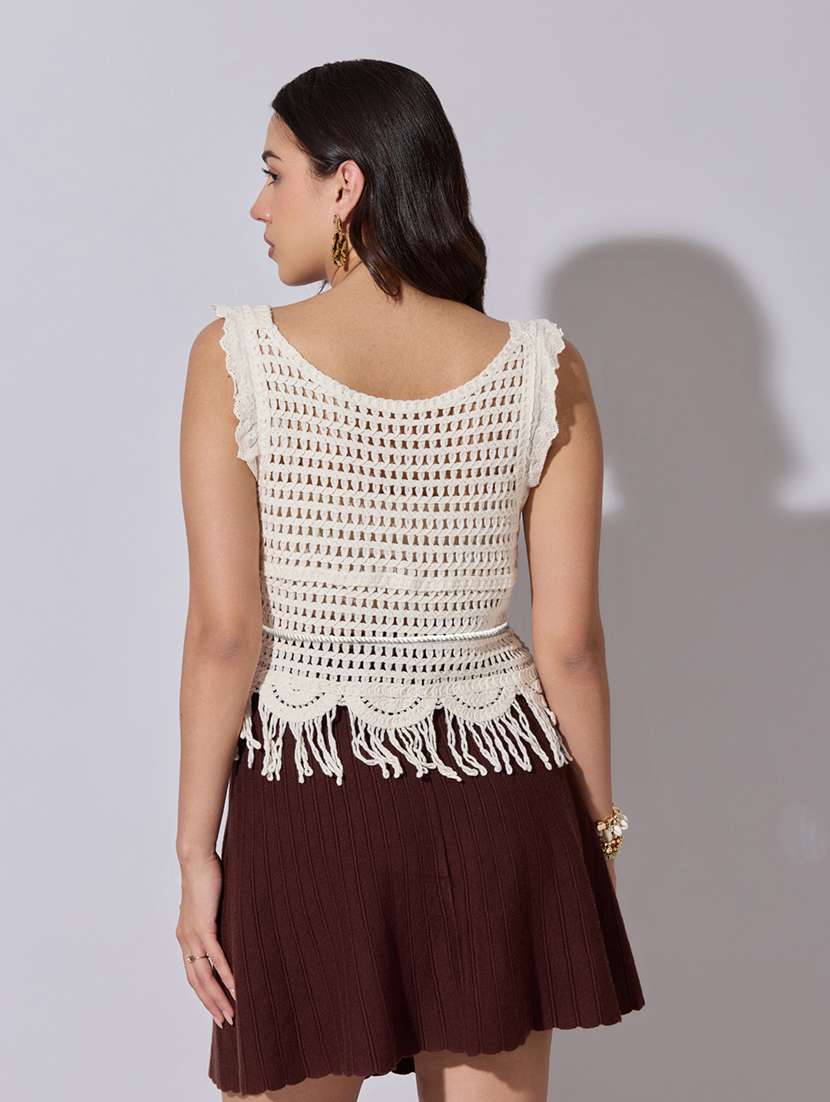 women self designed sheer crochet top - 22363478 -  Standard Image - 4