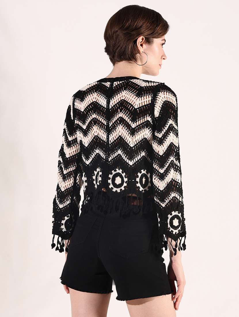 women self designed sheer crochet top - 22363482 -  Standard Image - 4