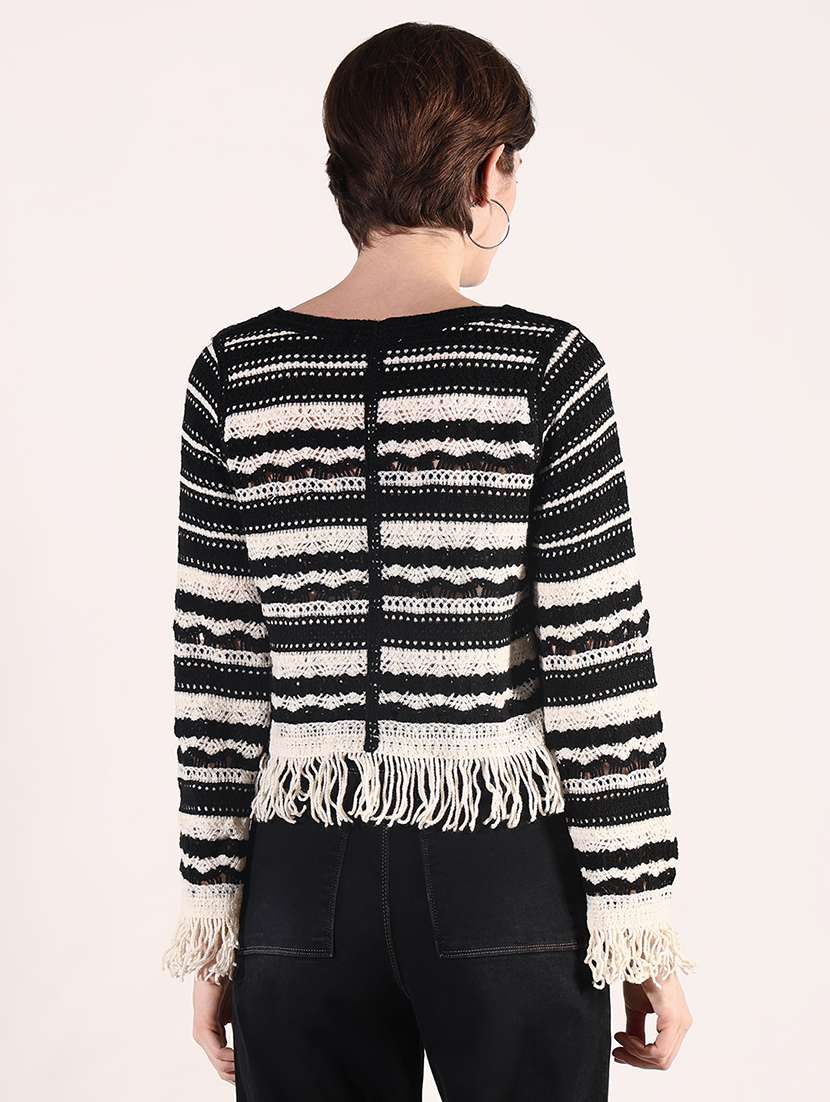 women self designed sheer crochet top - 22363487 -  Standard Image - 4