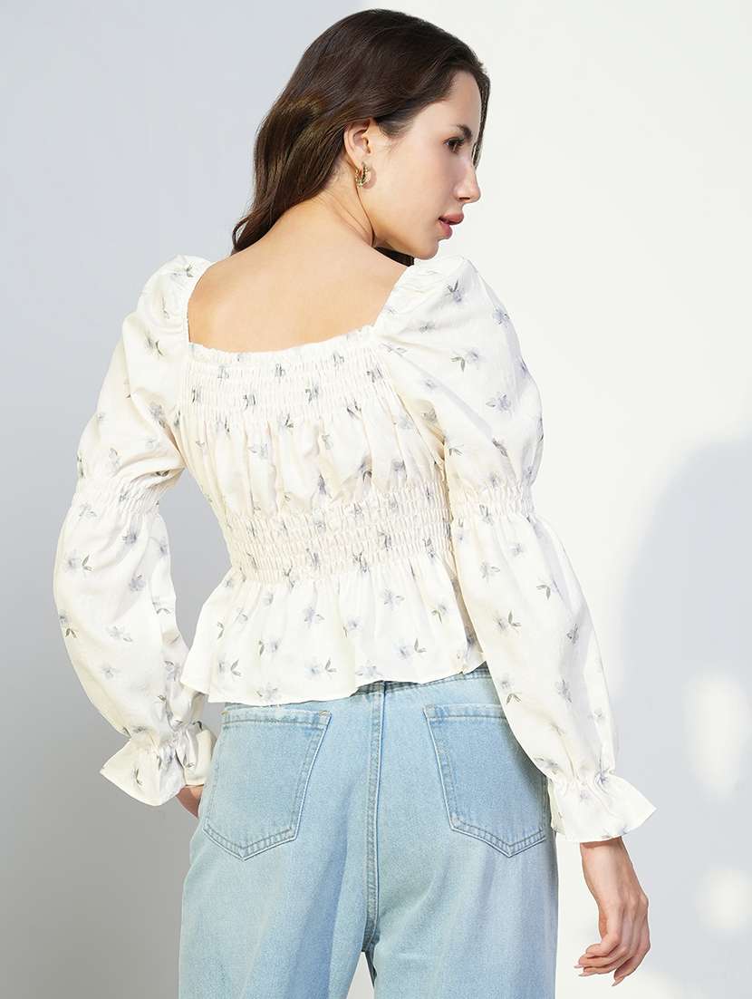 women printed long sleeve peplum top - 22363491 -  Standard Image - 4