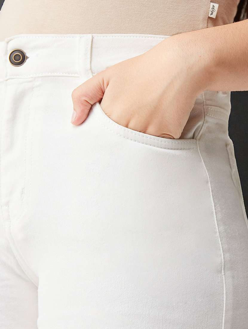 girls solid mid rise denim shorts - 22363518 -  Standard Image - 4