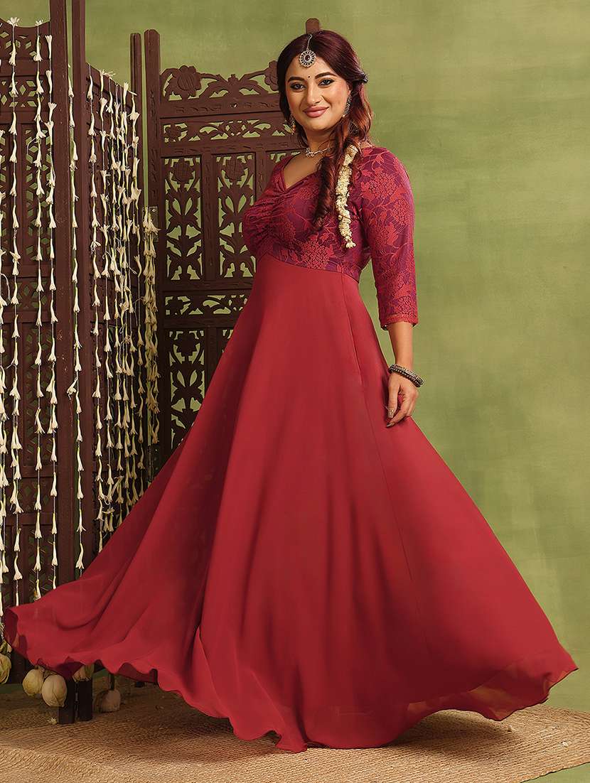 women plus size self designed lace dress