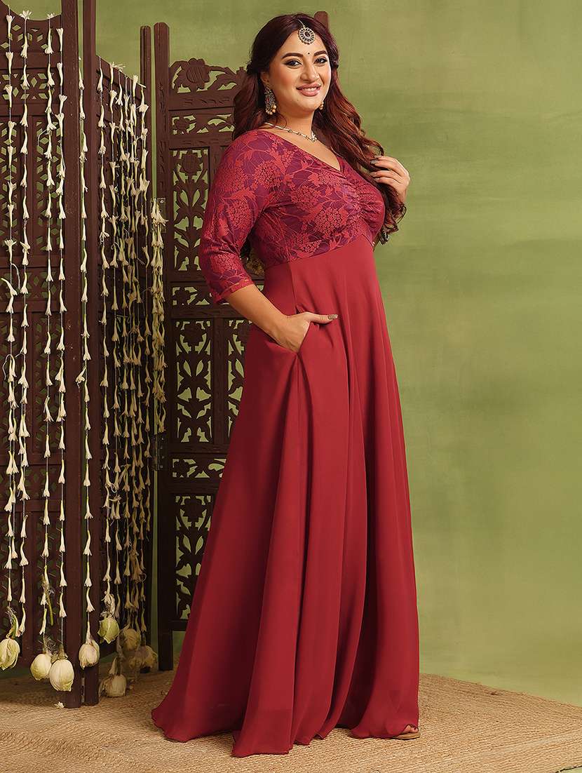 women plus size self designed lace dress - 22363558 -  Standard Image - 1
