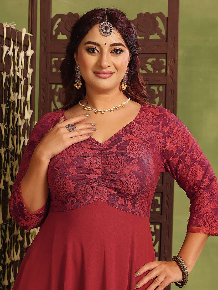 women plus size self designed lace dress - 22363558 -  Standard Image - 4