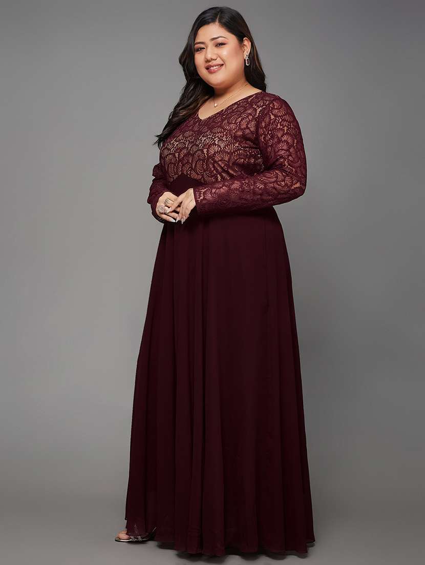 women plus size solid long sleeve lace dress - 22363566 -  Standard Image - 1
