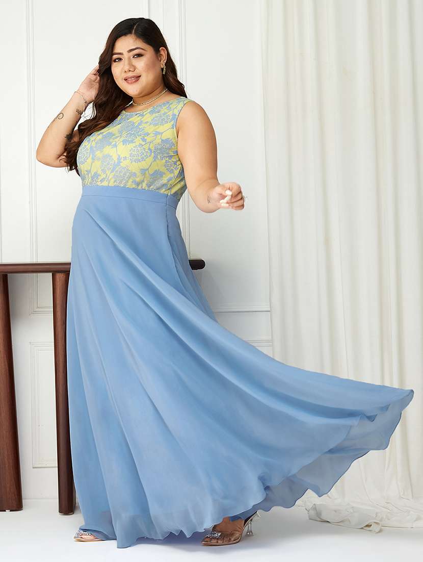 women plus size self designed lace dress - 22363568 -  Standard Image - 1
