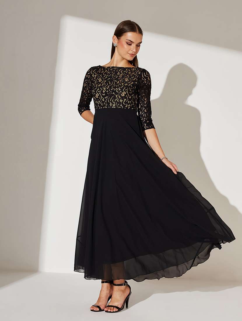 women self designed long sleeve fit & flare dress - 22363572 -  Standard Image - 1