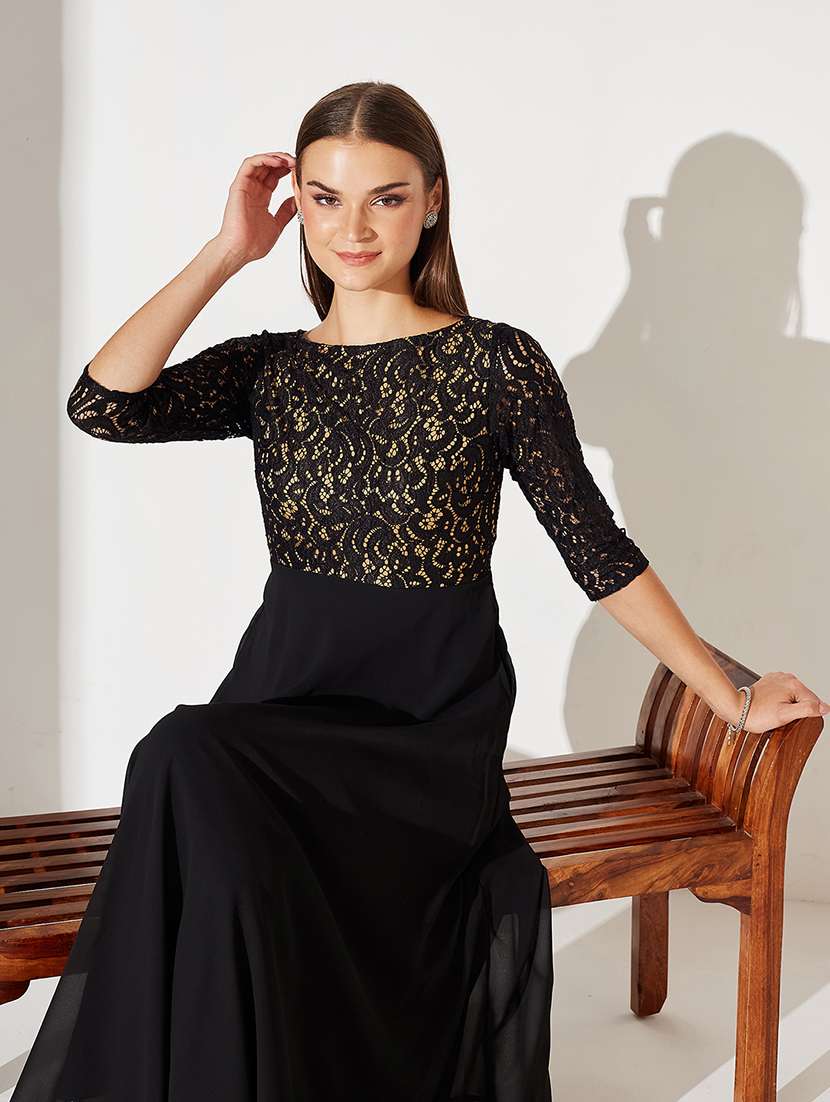 women self designed long sleeve fit & flare dress - 22363572 -  Standard Image - 4