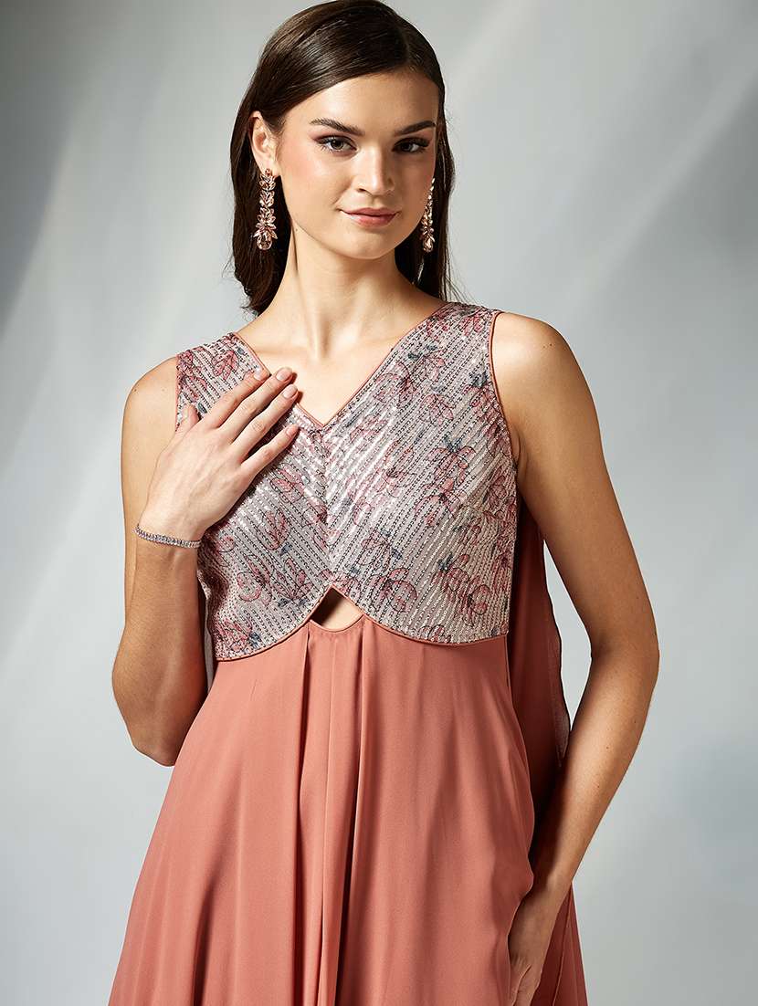 women self designed sleeveless fit & flare dress - 22363573 -  Standard Image - 1