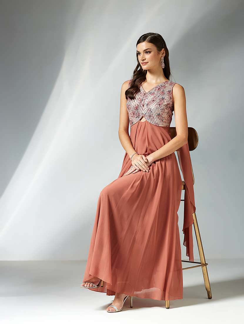 women self designed sleeveless fit & flare dress - 22363573 -  Standard Image - 4