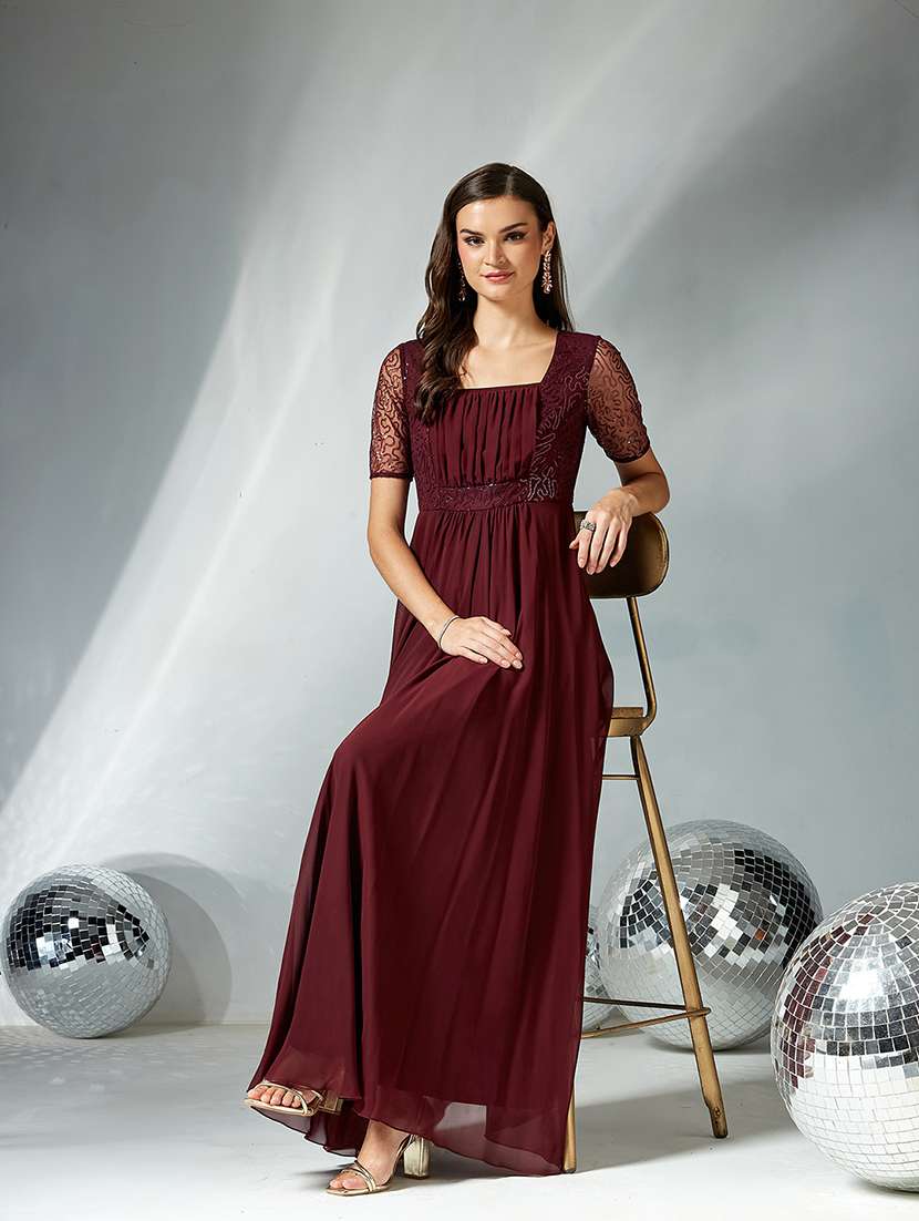women self designed short sleeve fit & flare dress - 22363576 -  Standard Image - 4