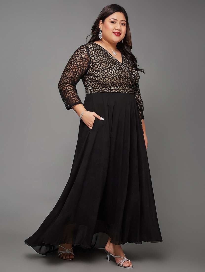 women plus size self designed lace dress - 22363582 -  Standard Image - 1
