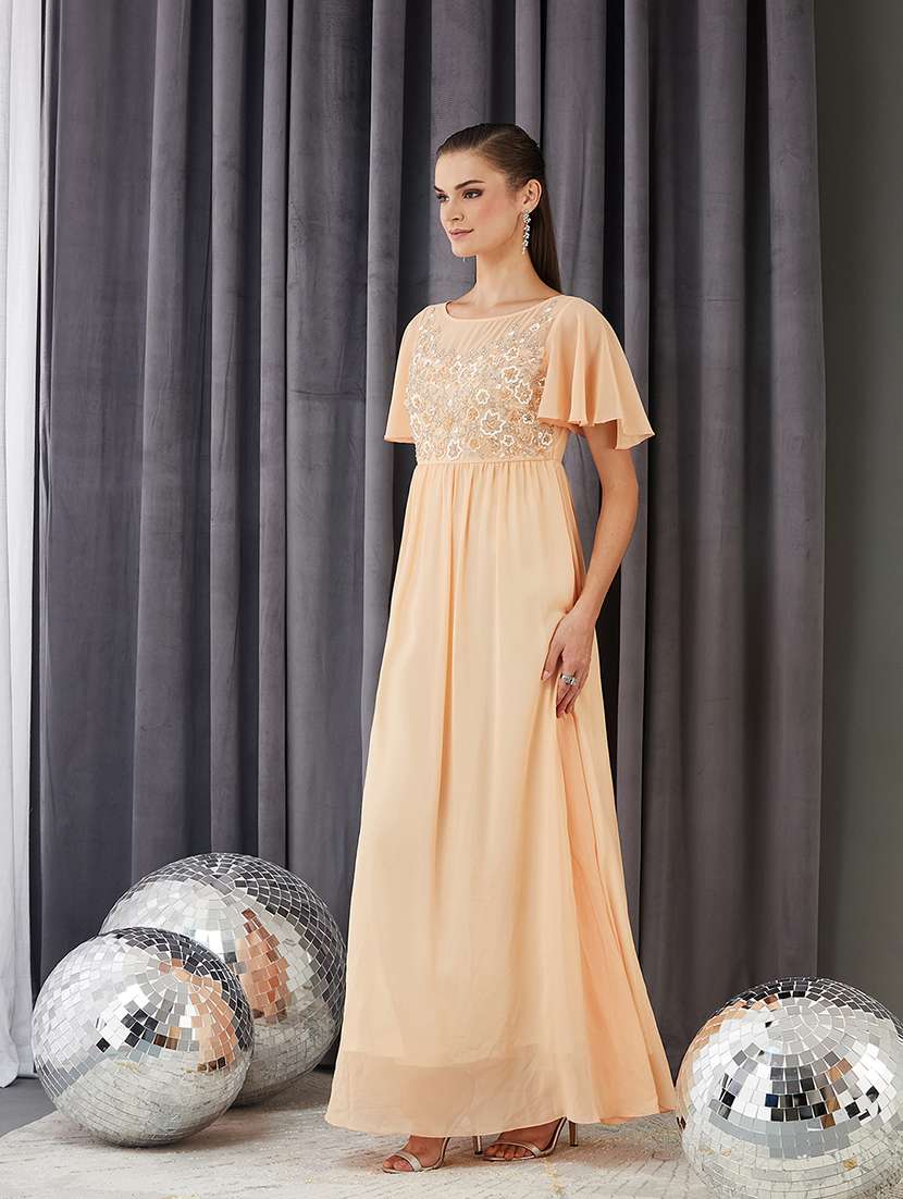 women emebllished flute sleeve fit & flare dress - 22363584 -  Standard Image - 1