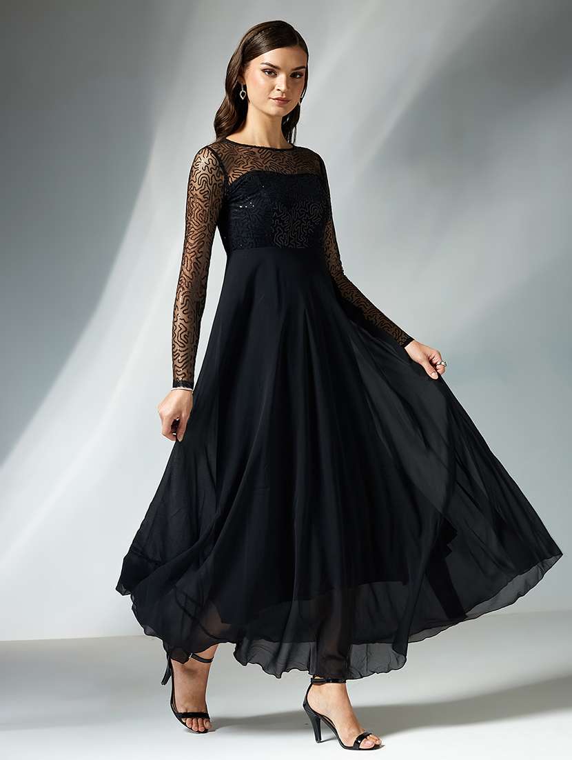 women embellsihed long sleeve fit & flare dress - 22363586 -  Standard Image - 1