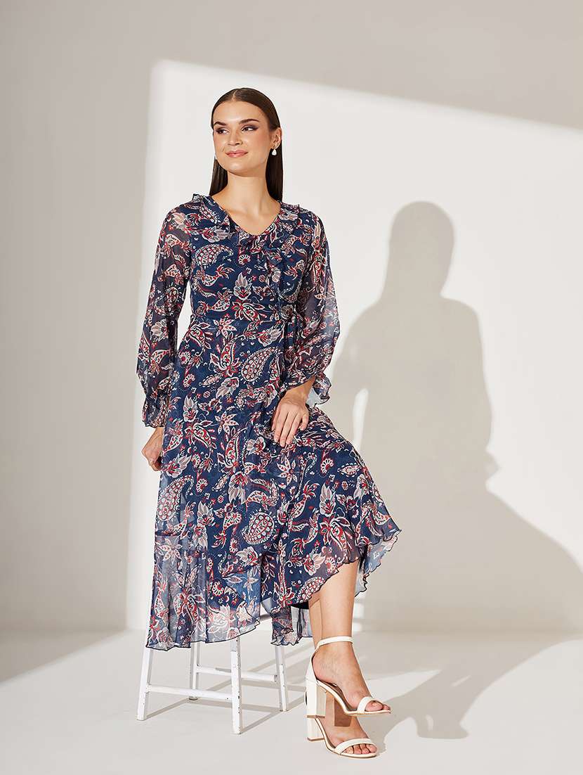 women printed puff sleeve tiered dress - 22363588 -  Standard Image - 4