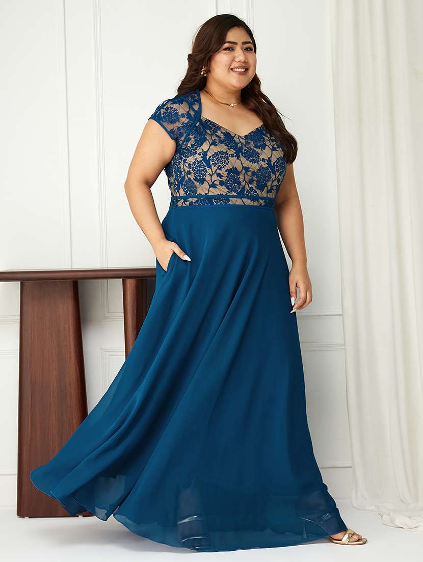 women plus size self designed lace dress - 22363590 -  Standard Image - 1