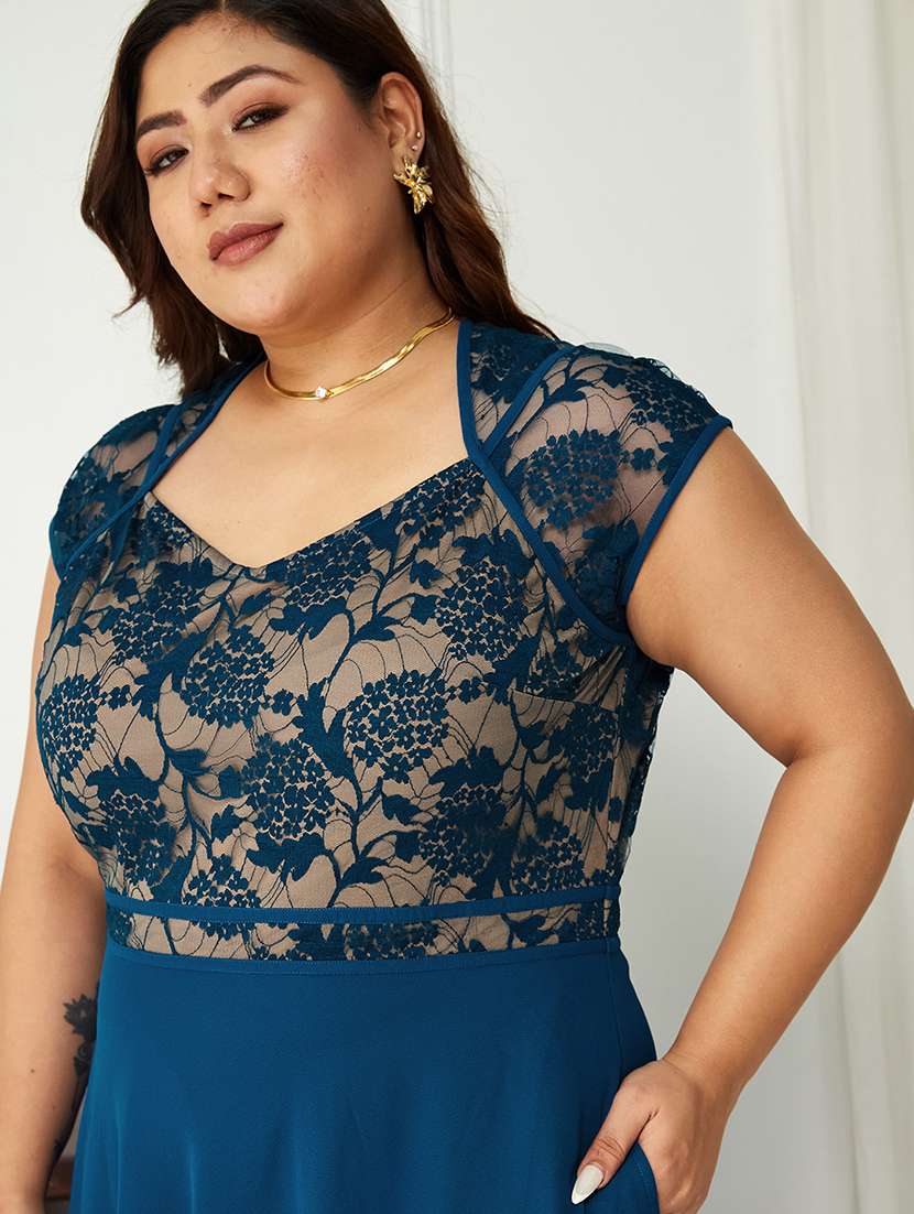 women plus size self designed lace dress - 22363590 -  Standard Image - 4