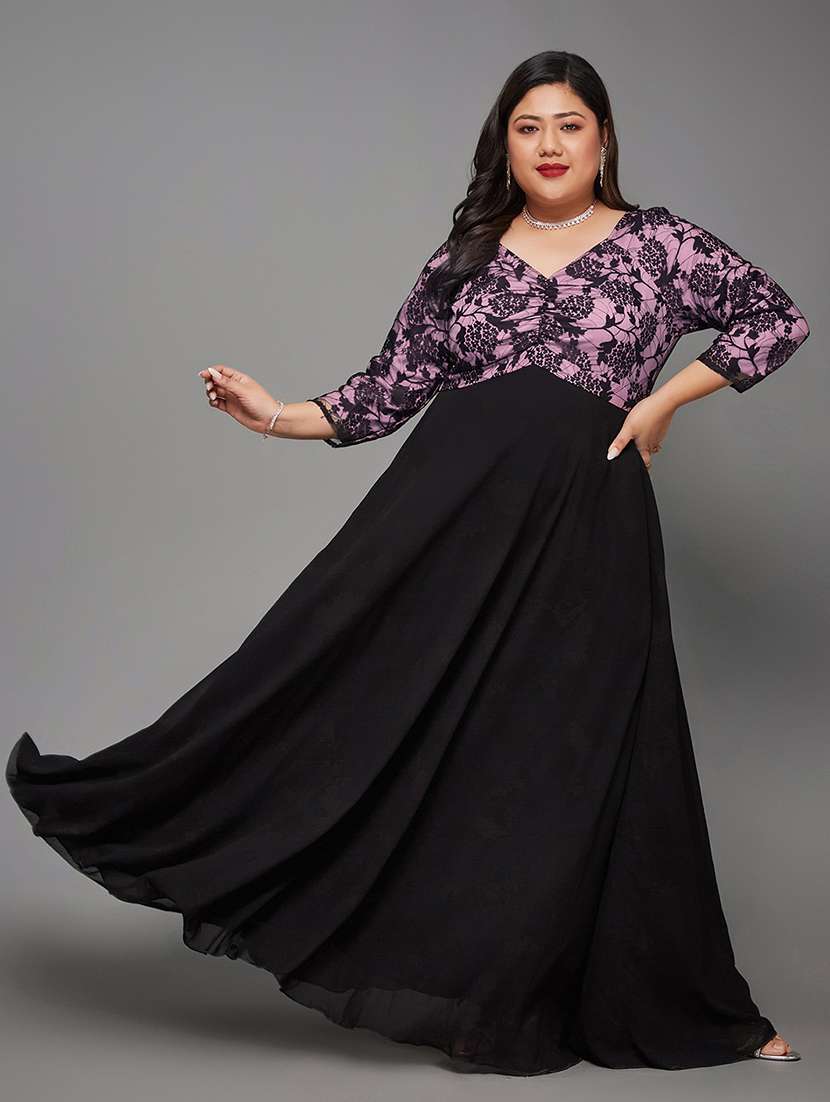 women plus size self designed lace dress - 22363592 -  Standard Image - 1