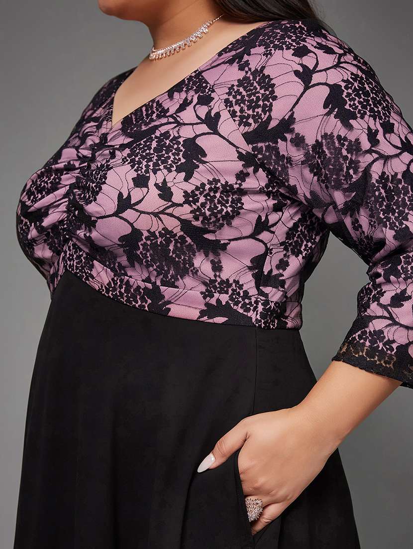 women plus size self designed lace dress - 22363592 -  Standard Image - 4