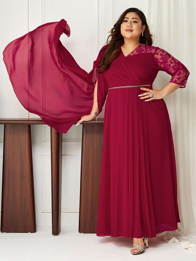 women plus size self designed lace dress