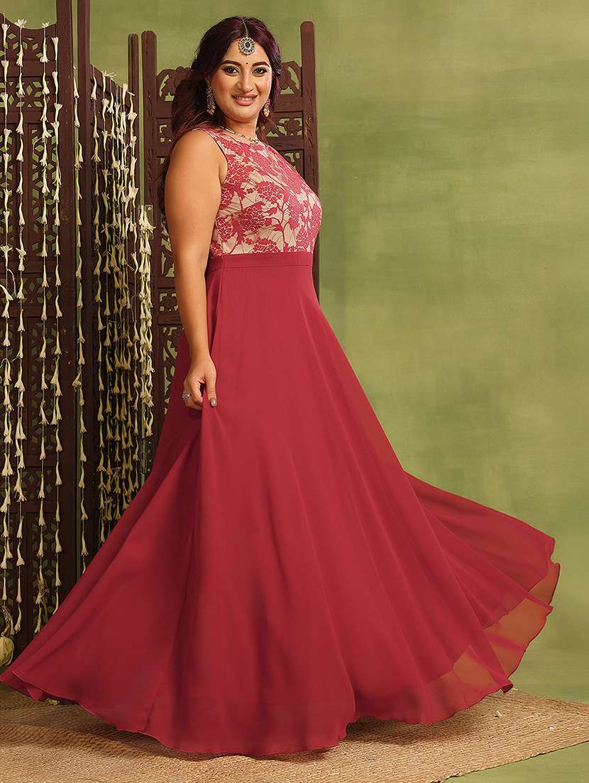 women plus size self designed lace dress - 22363598 -  Standard Image - 1