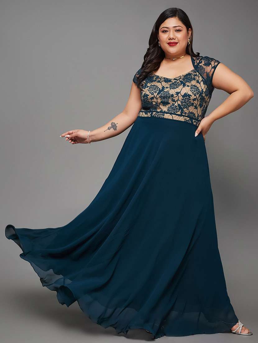 women plus size self designed lace dress