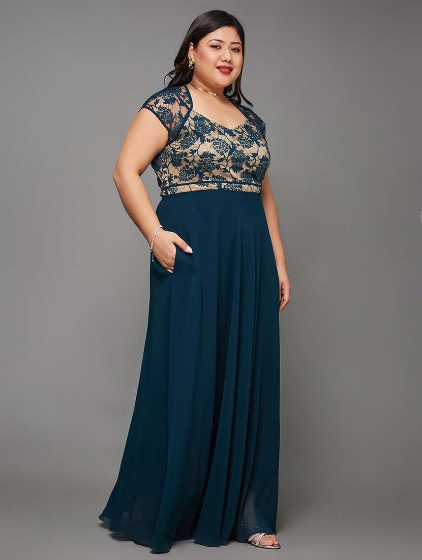 women plus size self designed lace dress - 22363600 -  Standard Image - 1