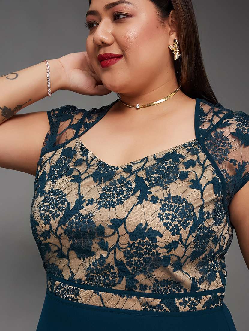 women plus size self designed lace dress - 22363600 -  Standard Image - 4