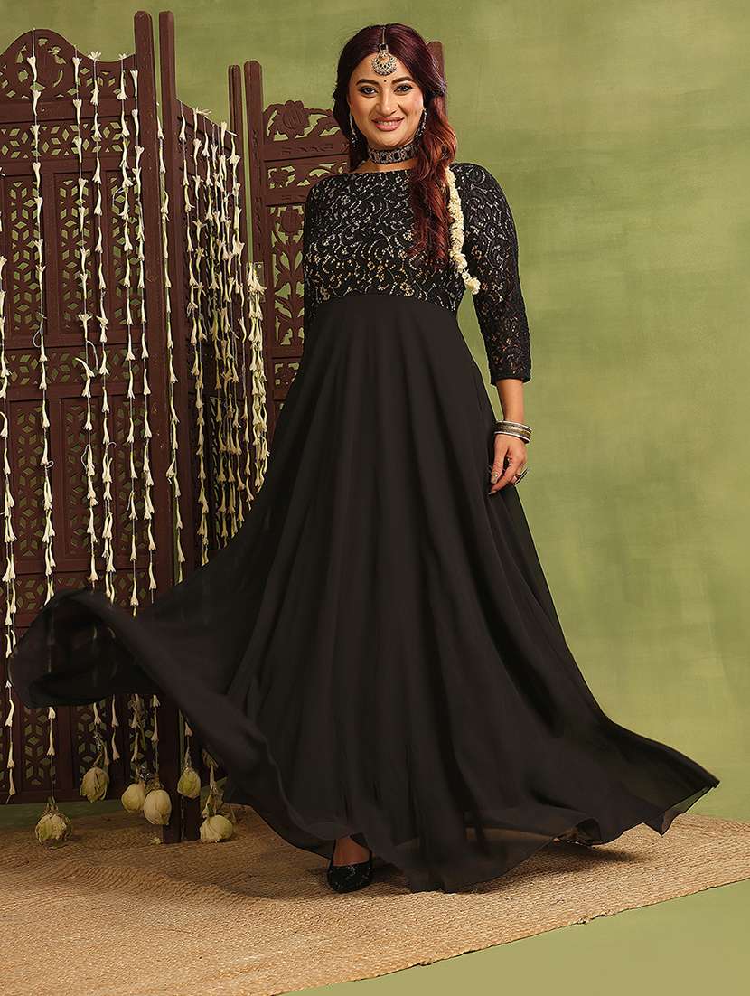 women plus size self designed lace dress