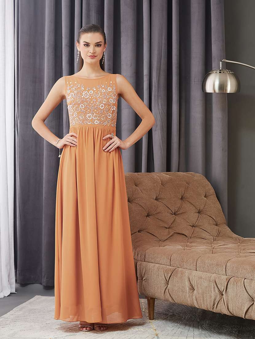 wome embellished sleeveless fit flared dress