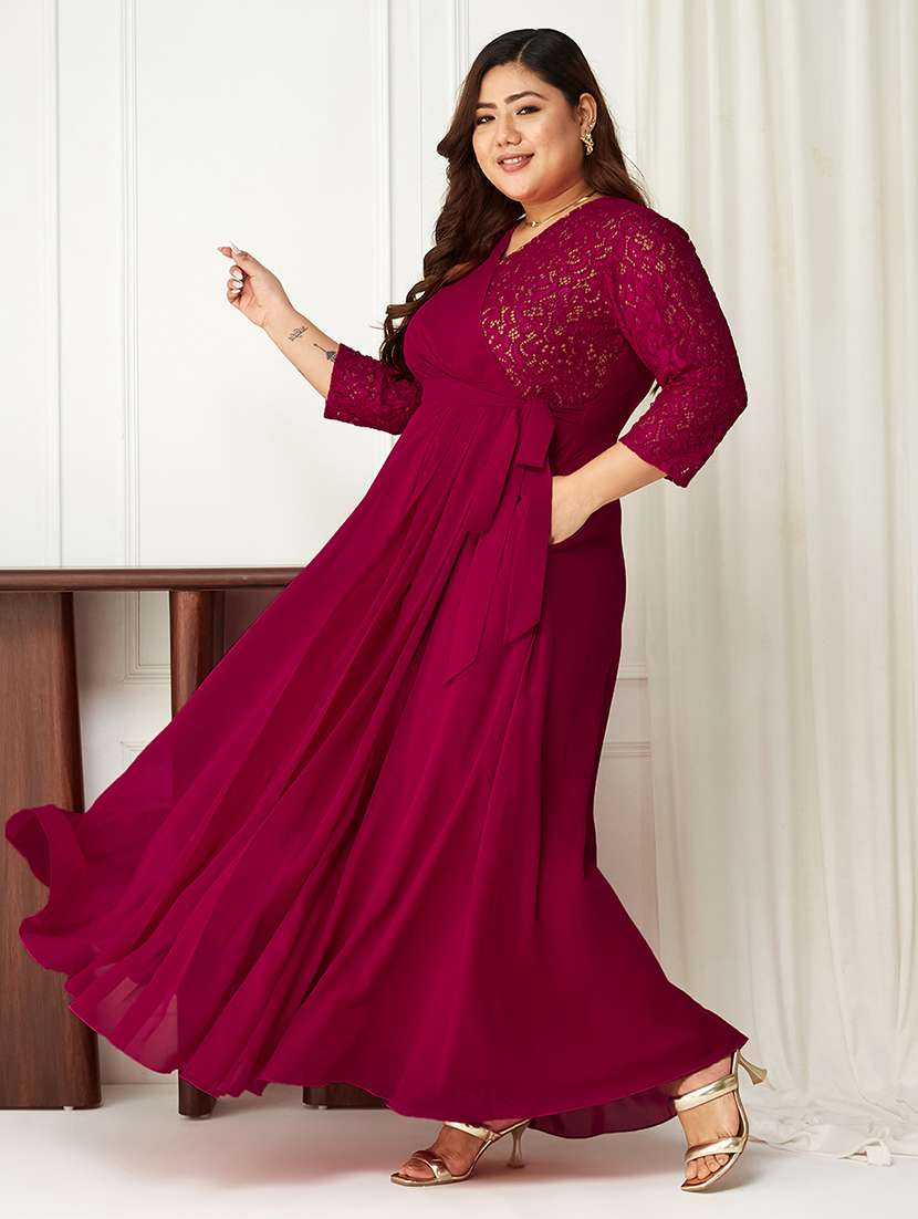women plus size self designed lace dress - 22363612 -  Standard Image - 1