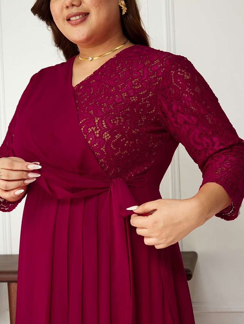 women plus size self designed lace dress - 22363612 -  Standard Image - 4