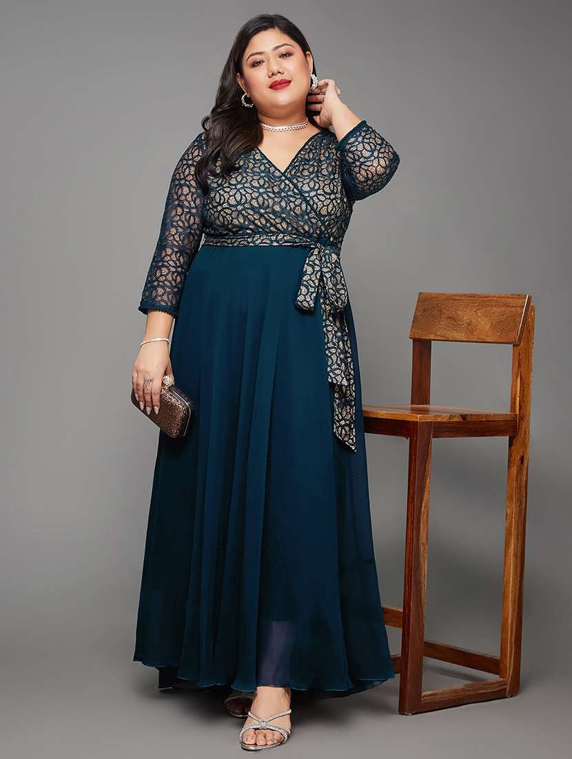 women plus size self designed lace dress