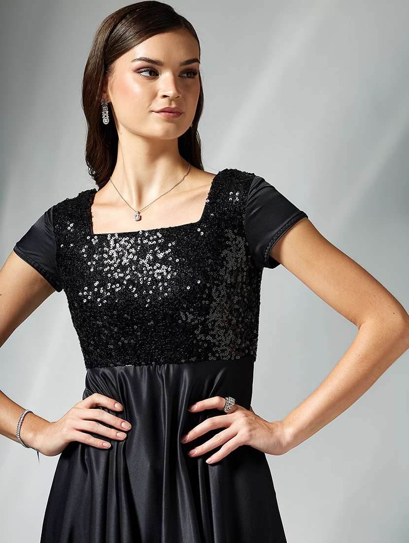 women embellished short sleeve fit & flare dress - 22363616 -  Standard Image - 1