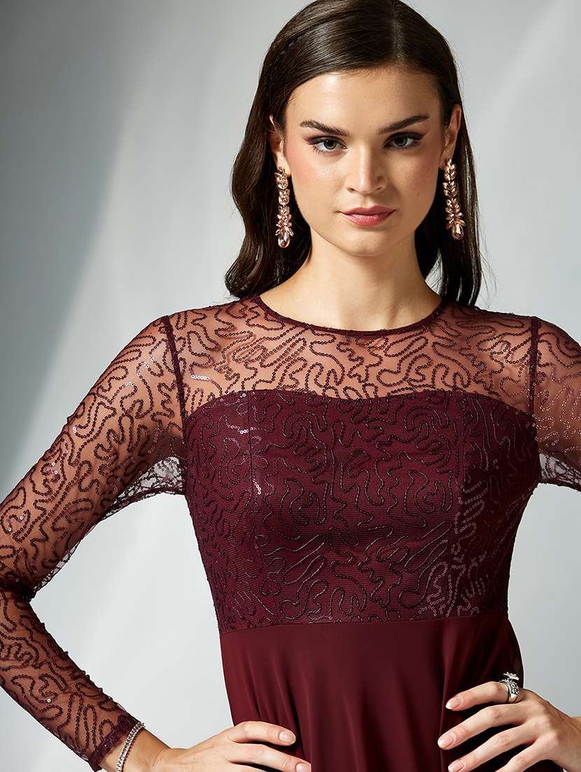 Women Embellished Long Sleeve Fit & Flare Dress - 22363623 -  Standard Image - 1
