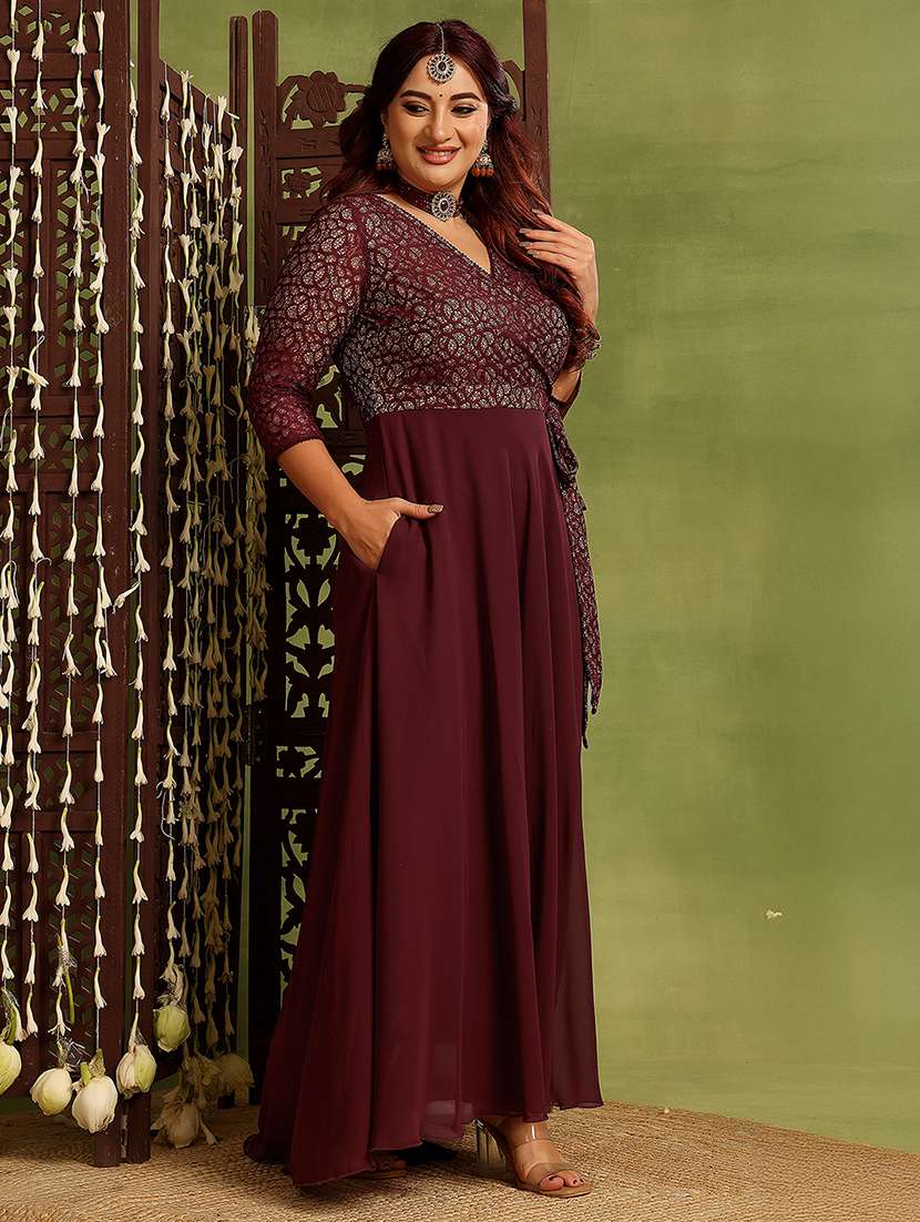 women plus size self designed lace dress - 22363627 -  Standard Image - 1