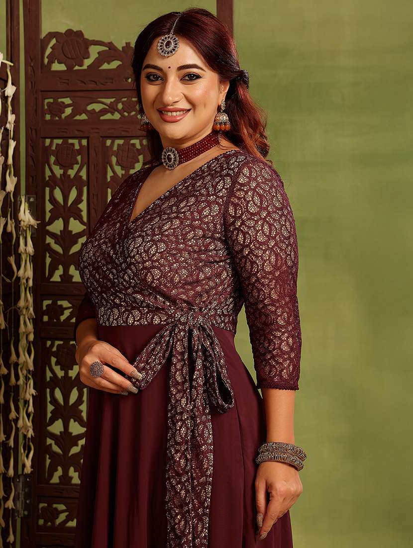 women plus size self designed lace dress - 22363627 -  Standard Image - 4